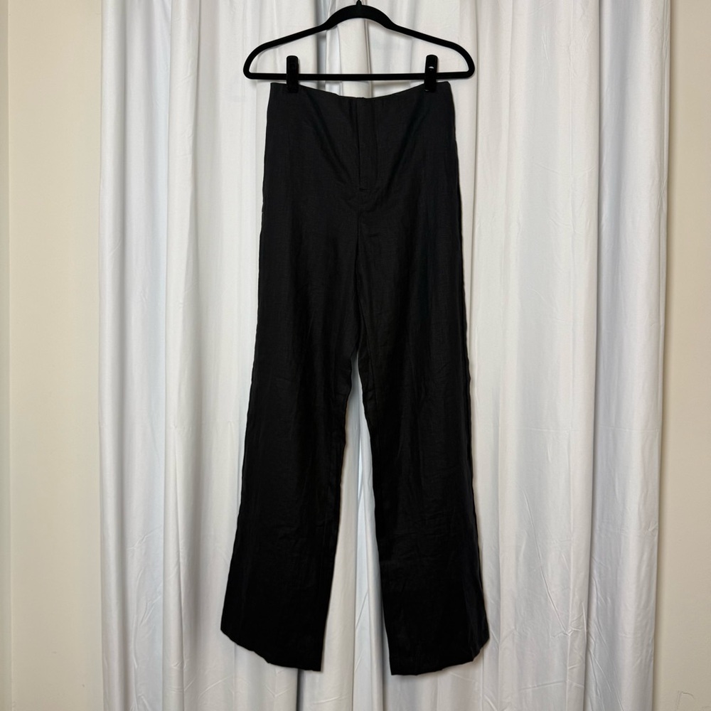 Faithfull The Brand Vincente Linen Wide Leg Pants Black NWT Medium - Picture 4 of 13